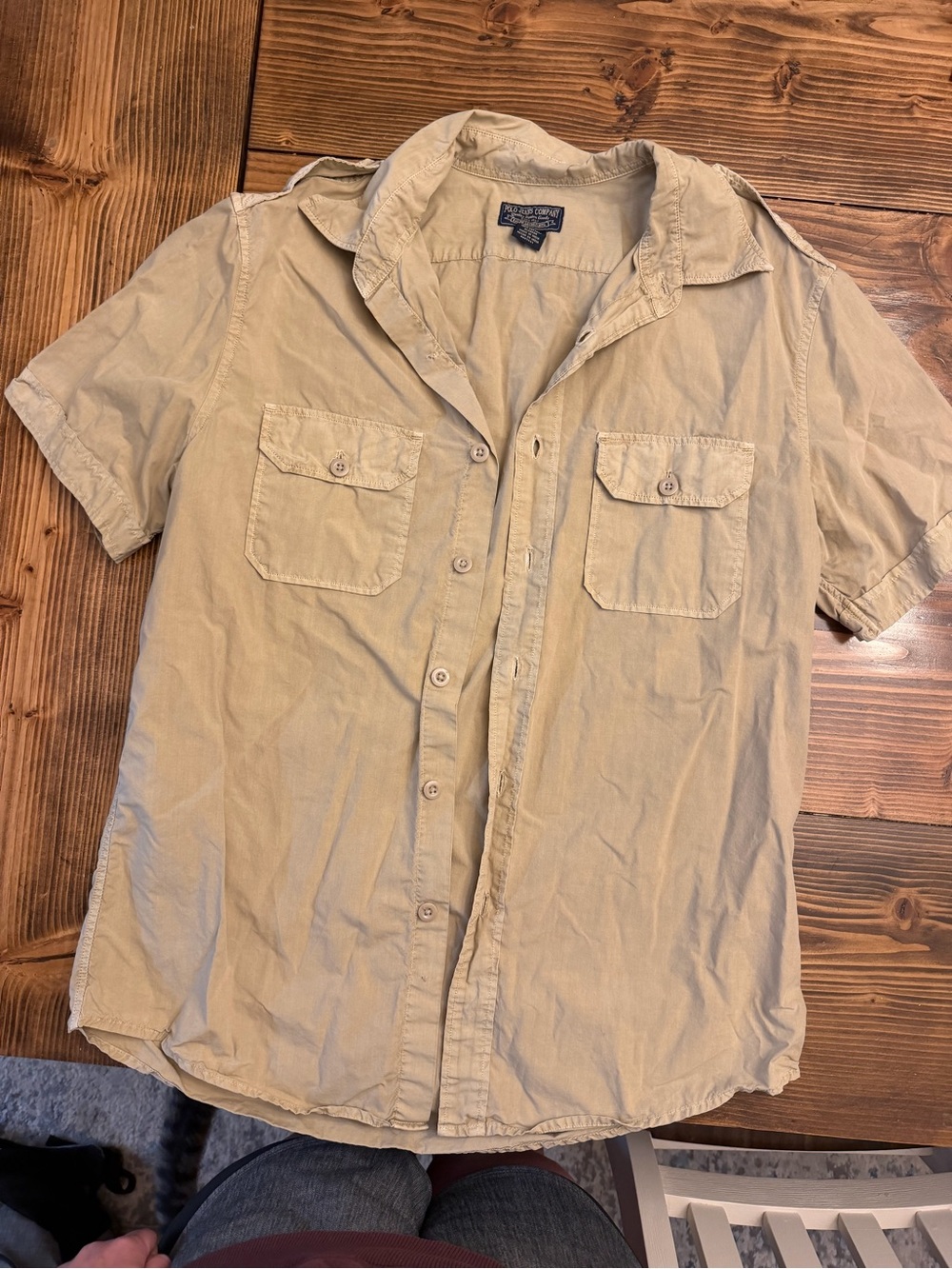 Ralph Lauren Short Sleeve Button-Down Shirt in Khaki